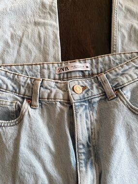 ZARA Pale Blue Denim Jeans with Copper Hardware